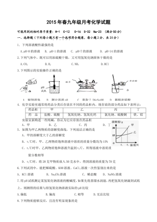 2015年春九年级月考化学试题