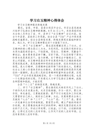 学习右玉精神心得体会 