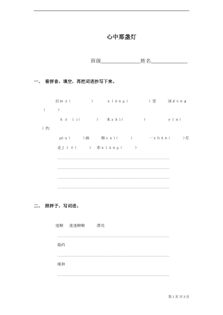 《心中那盏灯》试题