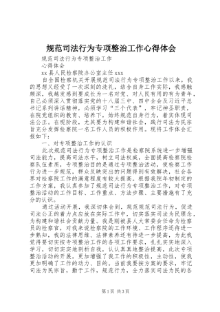 规范司法行为专项整治工作心得体会 