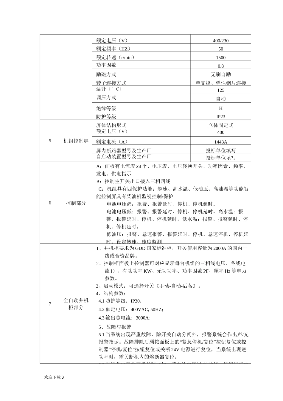 柴油发电机招标要求和参数_第3页