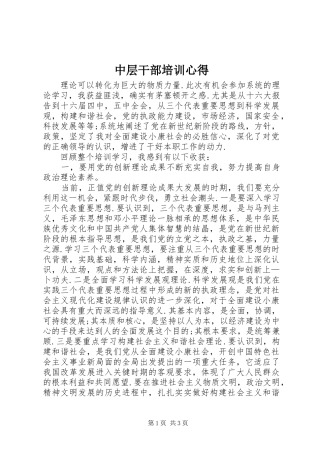 中层干部培训心得 