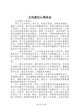 正风肃纪心得体会 