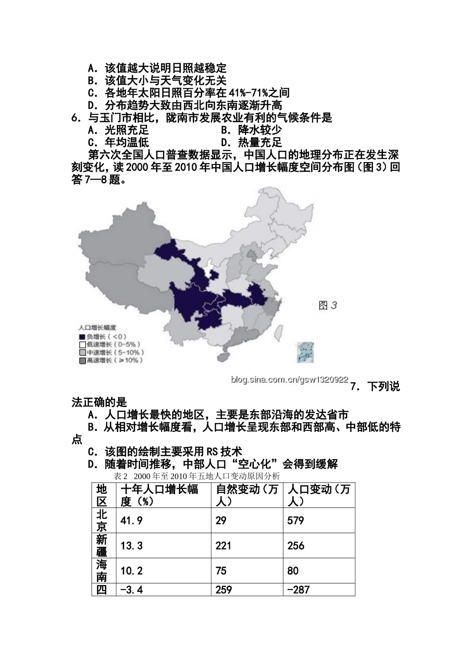 2012年山东省高考压轴卷文科综合试题及答案_第3页