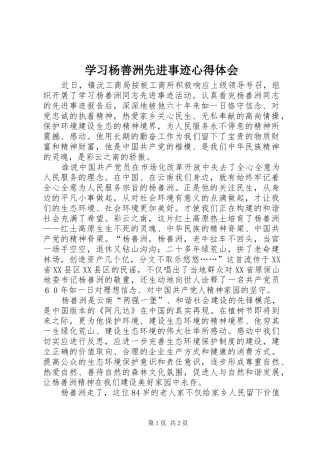 学习杨善洲先进事迹心得体会 