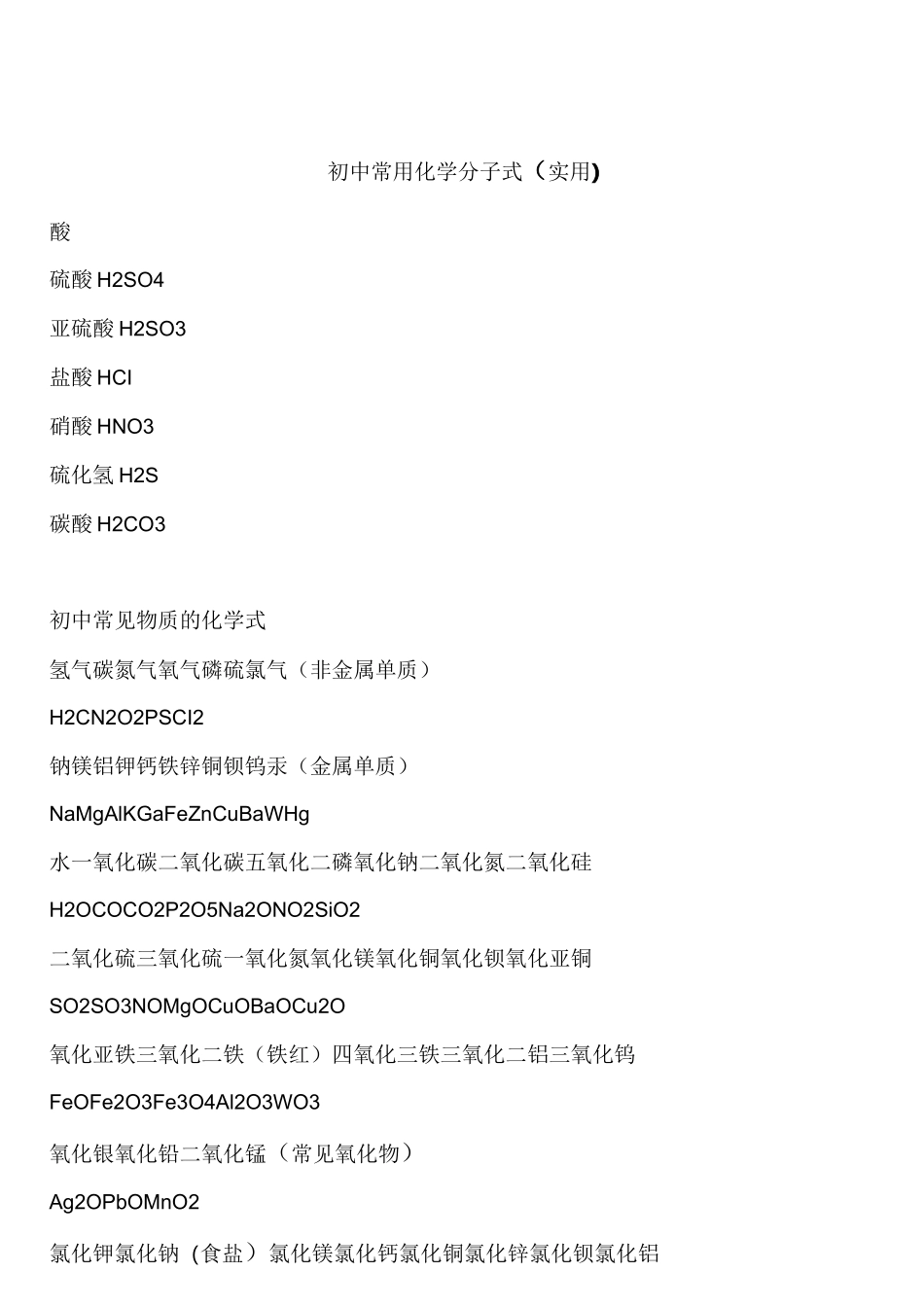 初中化学分子式_第1页