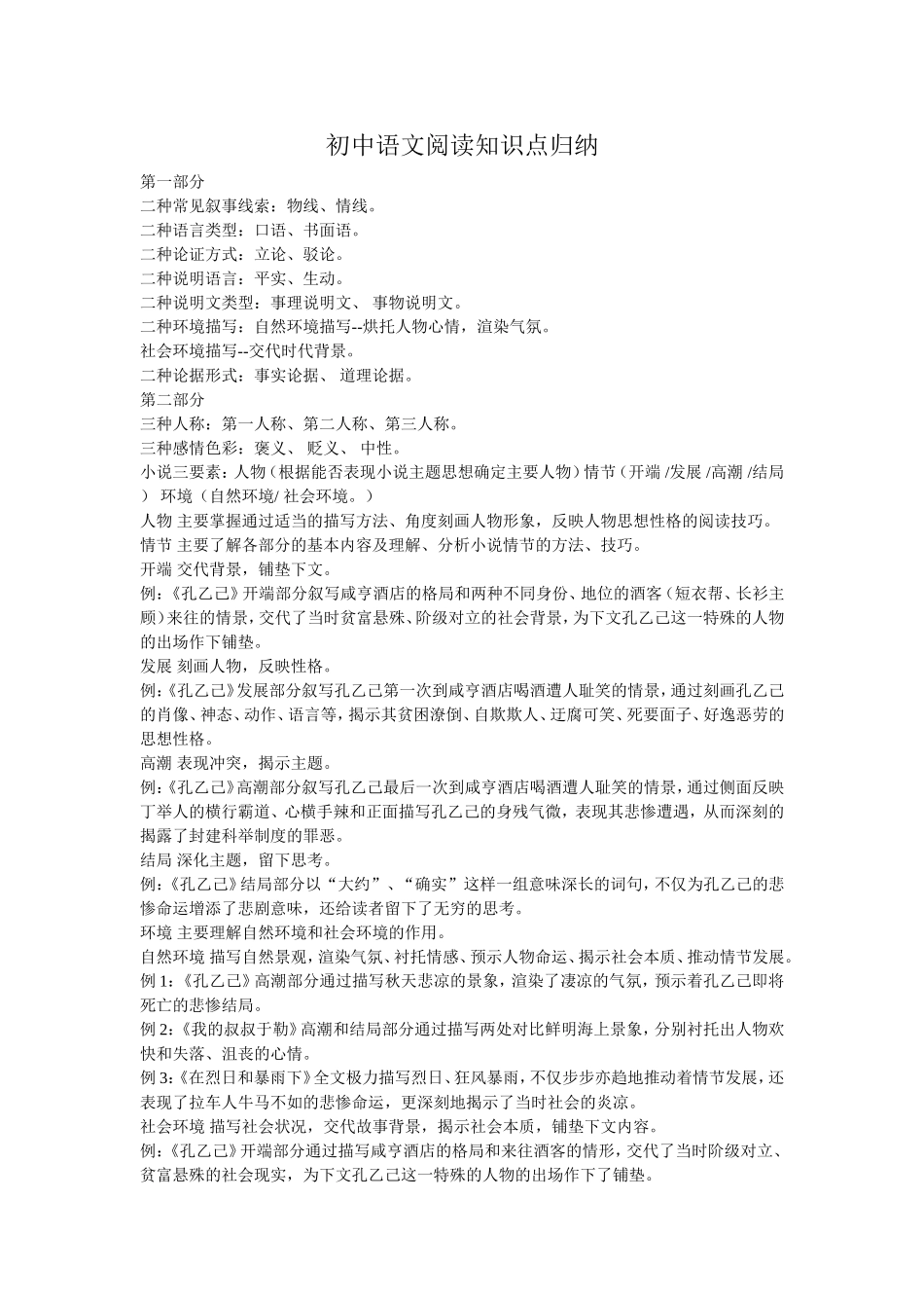 初中语文阅读知识点归纳_第1页