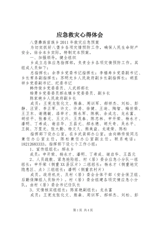 应急救灾心得体会 