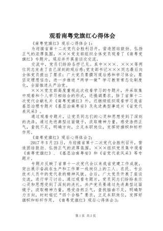 观看南粤党旗红心得体会 