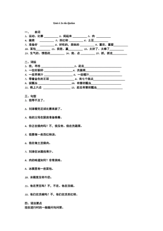 [牛津中小学英语网]译林五英下Unit6知识要点