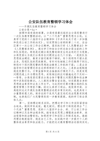 公安队伍教育整顿学习体会 