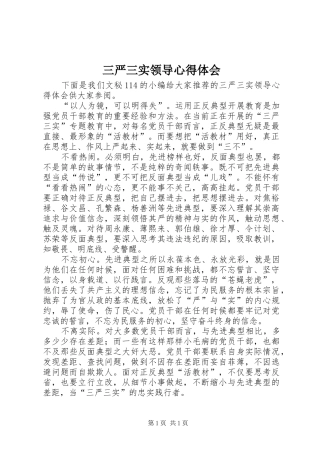 三严三实领导心得体会 