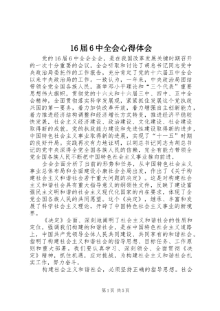 16届6中全会心得体会