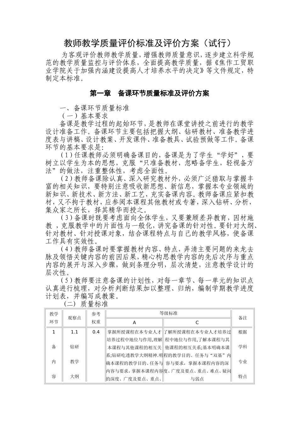 修订—教师教学质量评价标准与评价方案_第1页