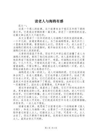 读老人与海鸥有感 