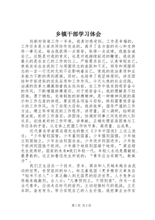 乡镇干部学习体会 