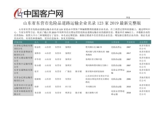 山东省东营市危险品道路运输企业名录2019版123家 