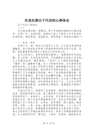 在县纪委以干代训的心得体会 