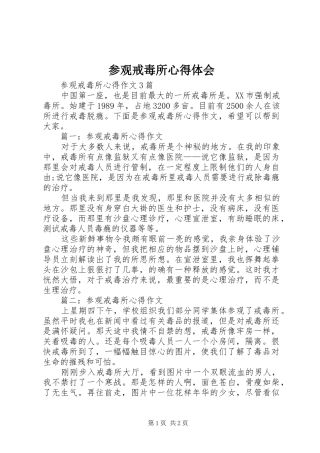 参观戒毒所心得体会 