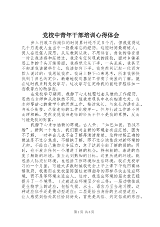 党校中青年干部培训心得体会 