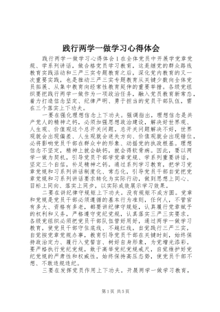 践行两学一做学习心得体会 