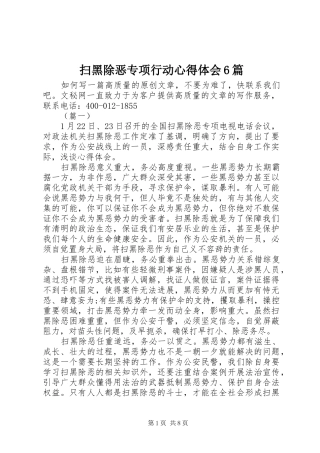 扫黑除恶专项行动心得体会6篇