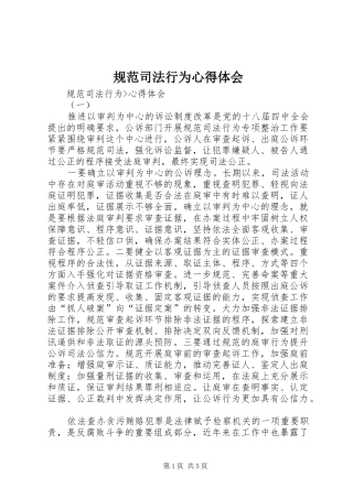 规范司法行为心得体会 