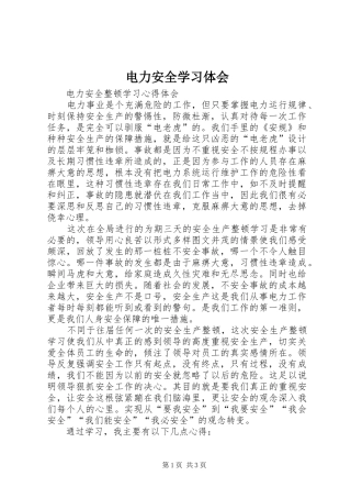 电力安全学习体会 