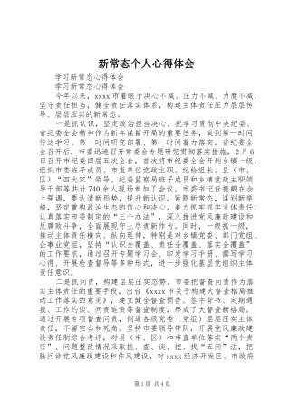 新常态个人心得体会 