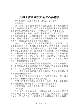 八届十次全委扩大会议心得体会 