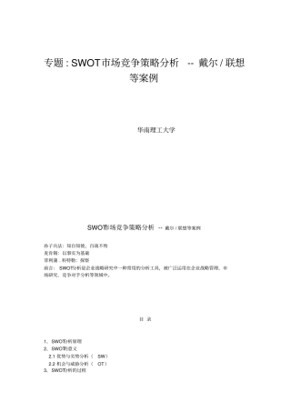 SWOT场竞争策略分析