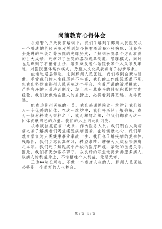 岗前教育心得体会 