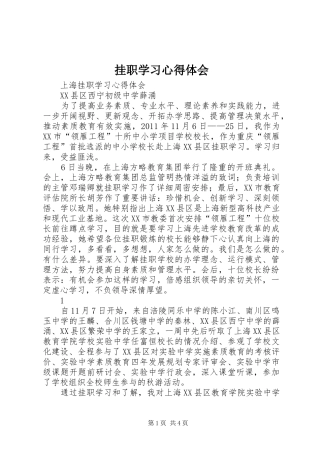 挂职学习心得体会 