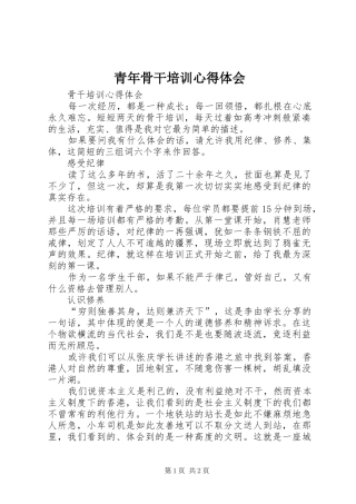 青年骨干培训心得体会 