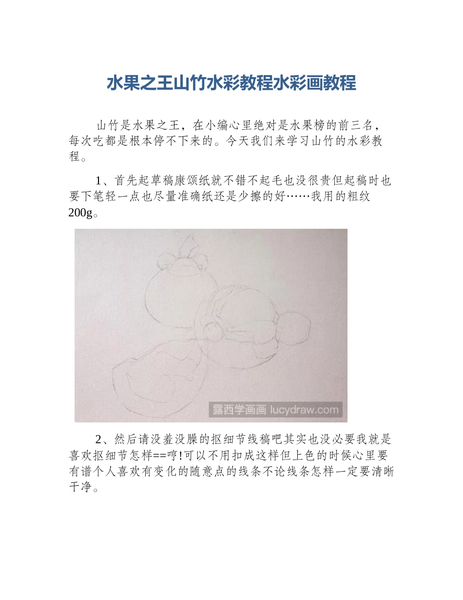 水果之王山竹水彩教程水彩画教程_第1页