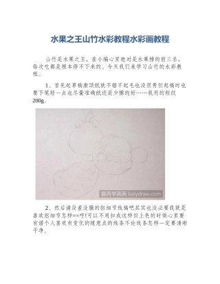 水果之王山竹水彩教程水彩画教程
