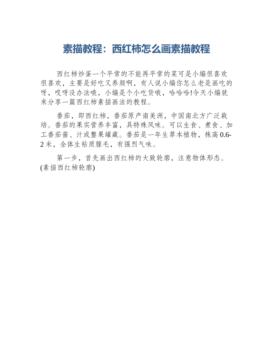 素描教程：西红柿怎么画素描教程_第1页