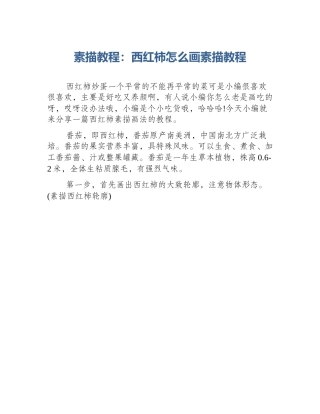 素描教程：西红柿怎么画素描教程