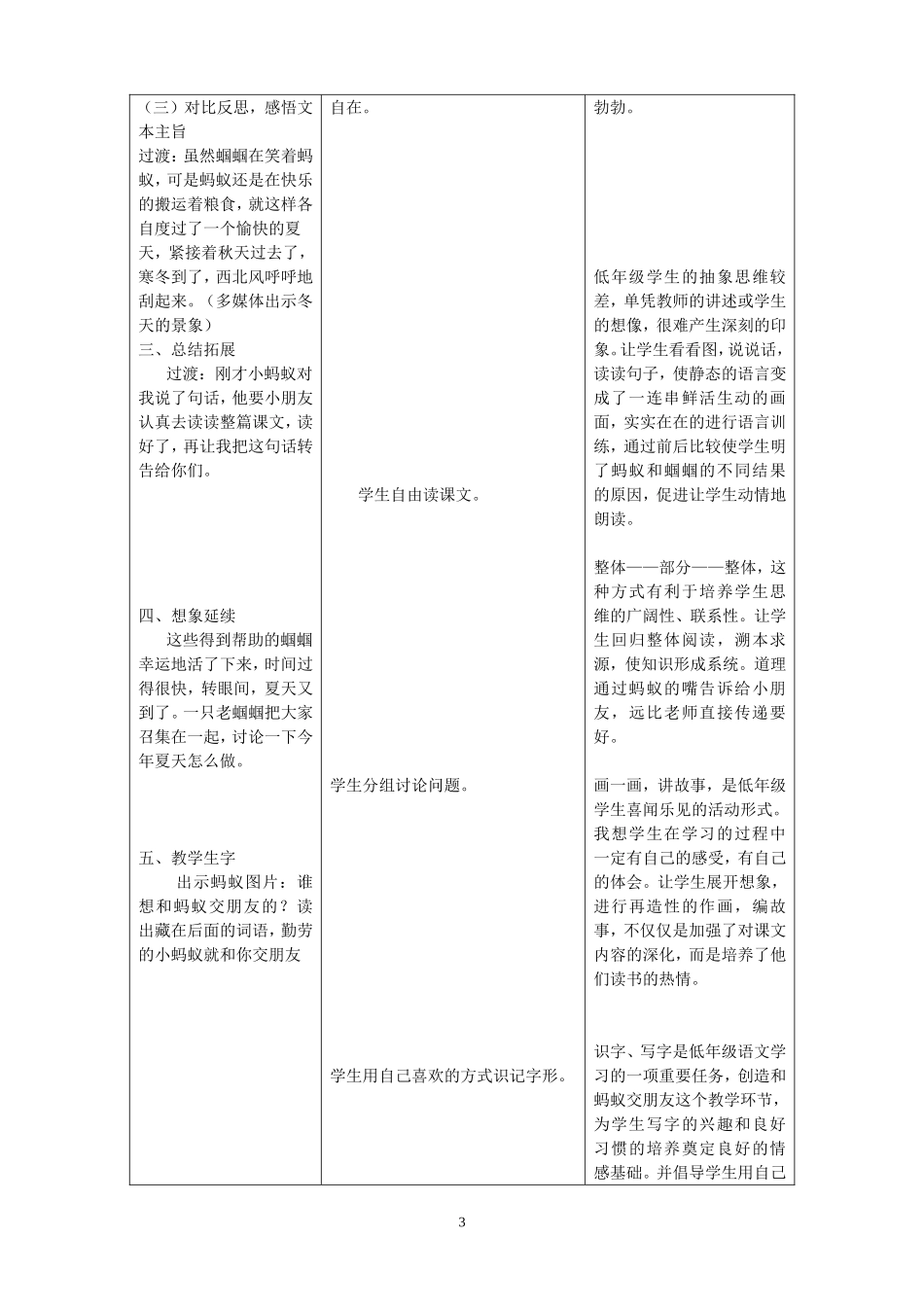 《蚂蚁和蝈蝈》教学案_第3页