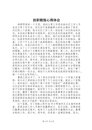 挂职锻炼心得体会 