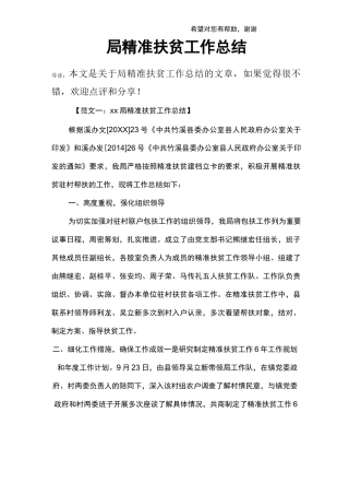 局精准扶贫工作总结