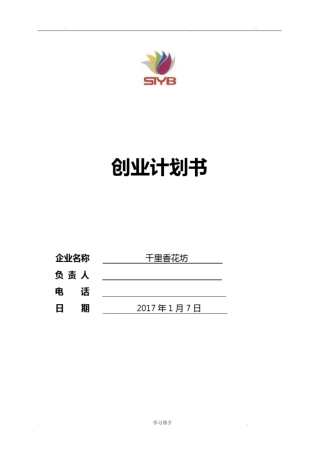 SYB创业计划书_