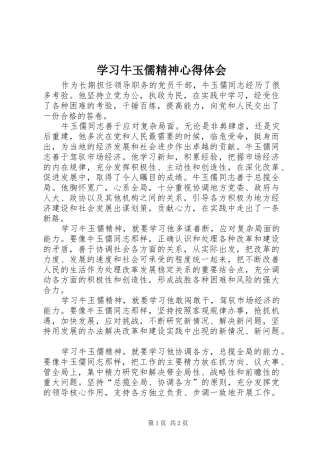 学习牛玉儒精神心得体会 