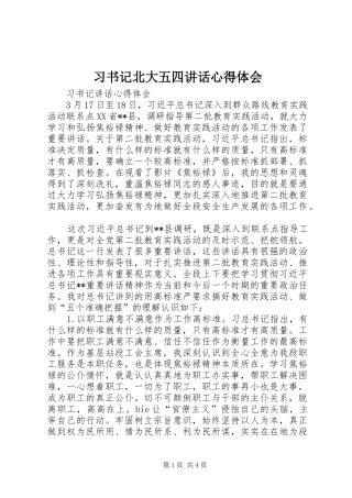 习书记北大五四讲话心得体会 