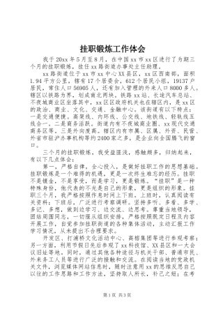 挂职锻炼工作体会 