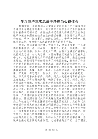 学习三严三实忠诚干净担当心得体会 