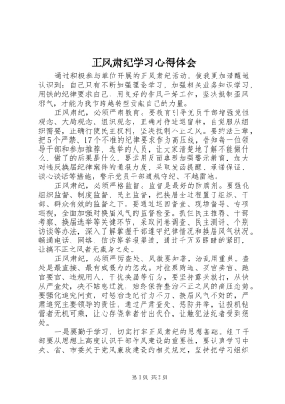正风肃纪学习心得体会 