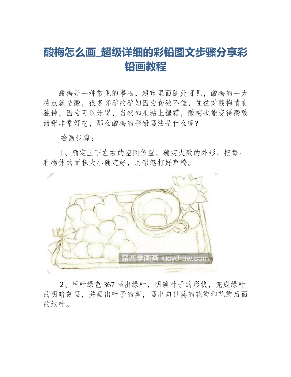 酸梅怎么画_超级详细的彩铅图文步骤分享彩铅画教程_第1页