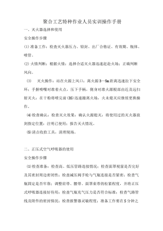 聚合工艺实训操作手册