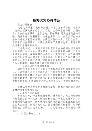 威海火灾心得体会 